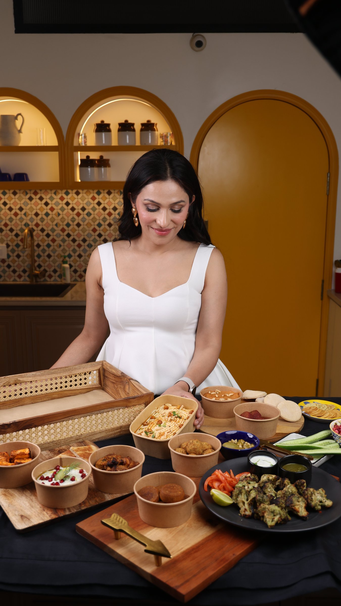 Nidhi plating a mezze spread